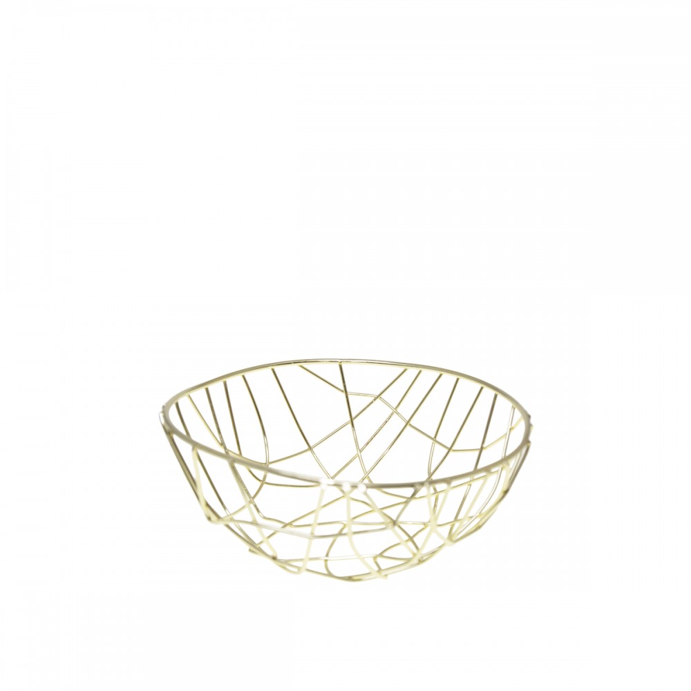 Gold-plated iron bread basket 24x24x10cm