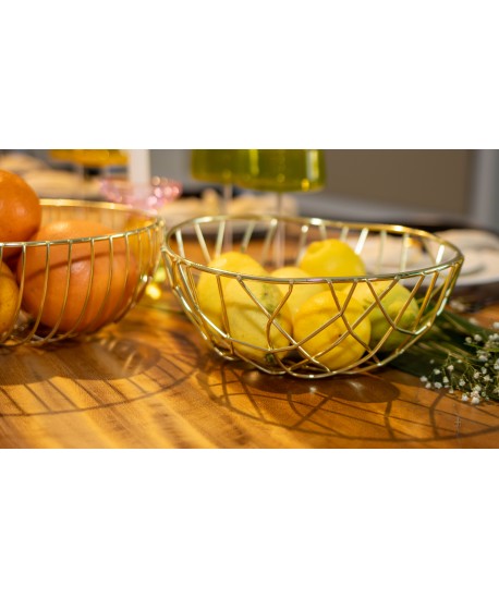 Gold-plated iron bread basket 24x24x10cm