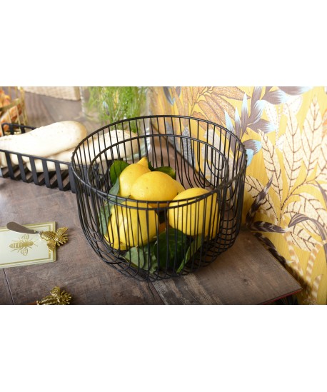 Set of 3 black iron fruit bowls