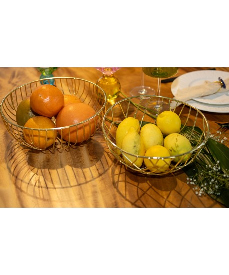 Gold-plated iron bread basket 24x24x10cm