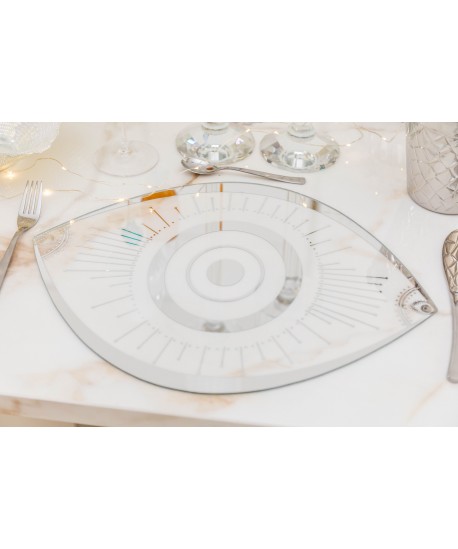 Transparent glass eye-shaped placemat 43x33cm