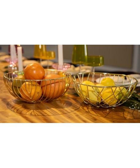 Gold-plated iron bread basket 24x24x10cm