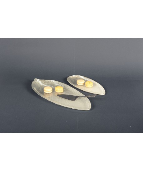 Feuille dégradée argent grand modèle 43x20x3.2cm