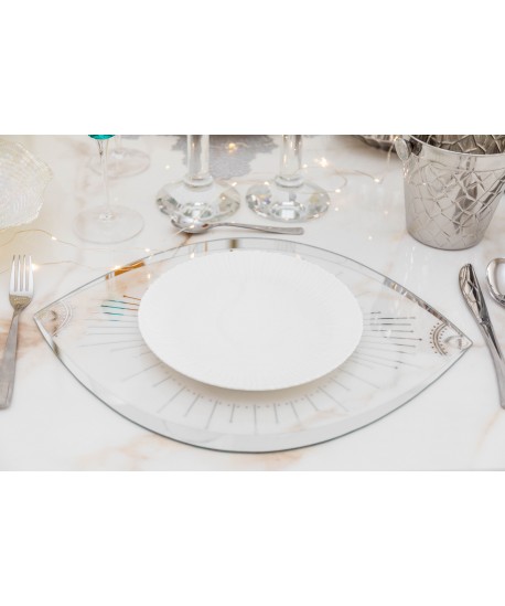 Transparent glass eye-shaped placemat 43x33cm