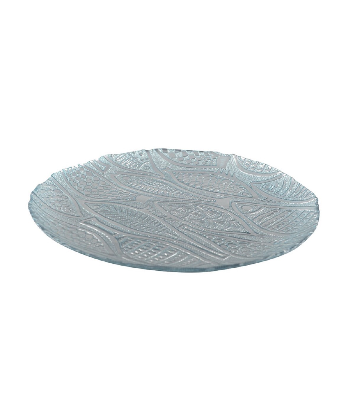 Plat rond poisson bleu clair 32.5cm