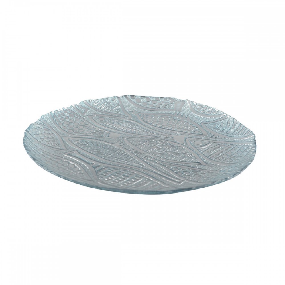 Plat rond poisson bleu clair 32.5cm