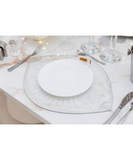 Transparent glass eye-shaped placemat 43x33cm