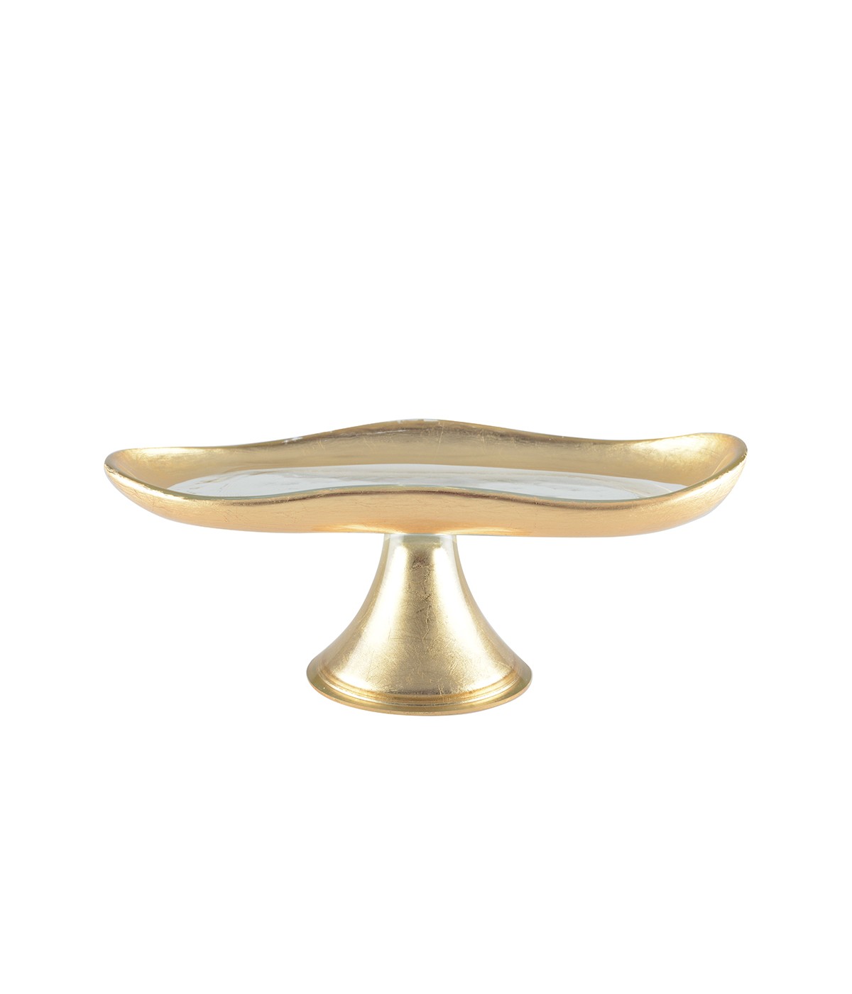 Plat à cake bords dorés sur pied petit modèle 27.5x14.5x10cm