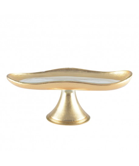Plat à cake bords dorés sur pied petit modèle 27.5x14.5x10cm