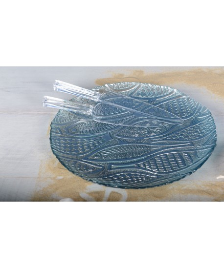Plat rond poisson bleu clair 32.5cm
