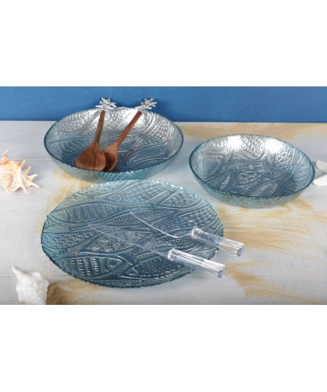 Light blue fish deep bowl 30.5cm