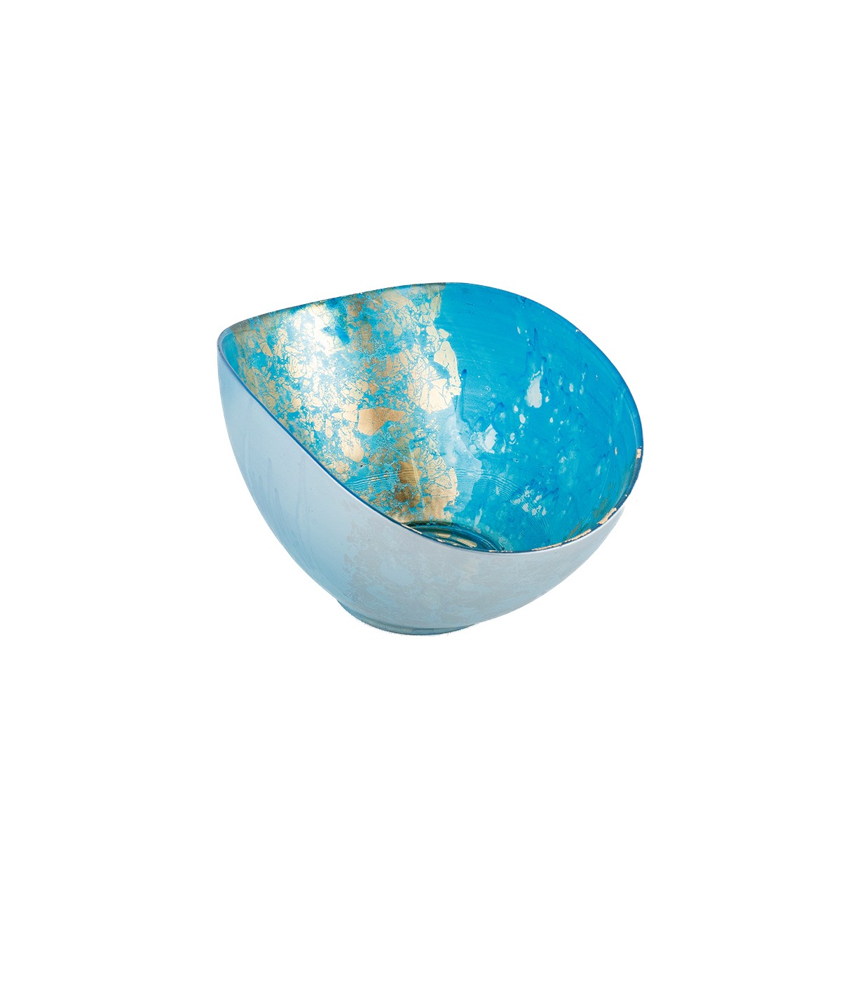 Oval blue and gold bowl 26.5x14.3x11.5cm