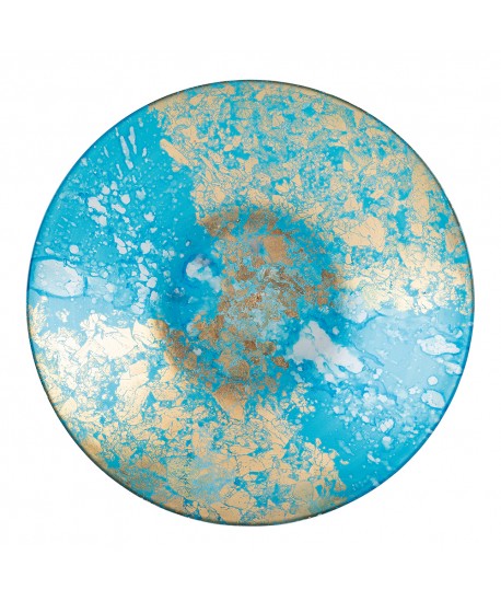 Coupe décorative bleue et dorée 39.5x39.5x6.5cm