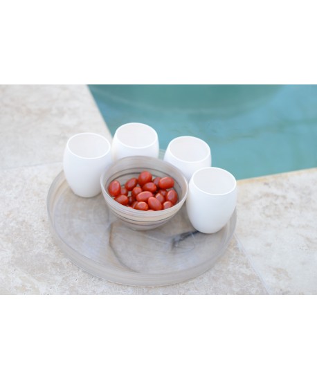Plateau rond en verre Sahara 33x33x3.5cm