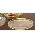 Goldline striped dessert plate 16x16x2cm