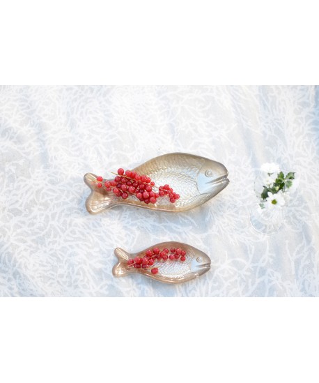 Coupelle poisson dorée grand modèle 25.5x11x3.5cm