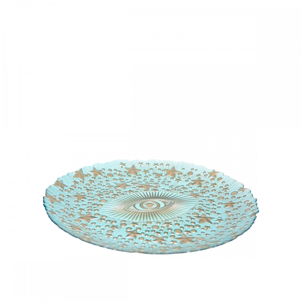 Charger plate eye turquoise blue 32x32x2.5cm