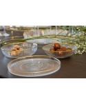 Goldline striped dessert plate 16x16x2cm