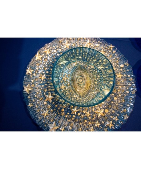 Charger plate eye turquoise blue 32x32x2.5cm