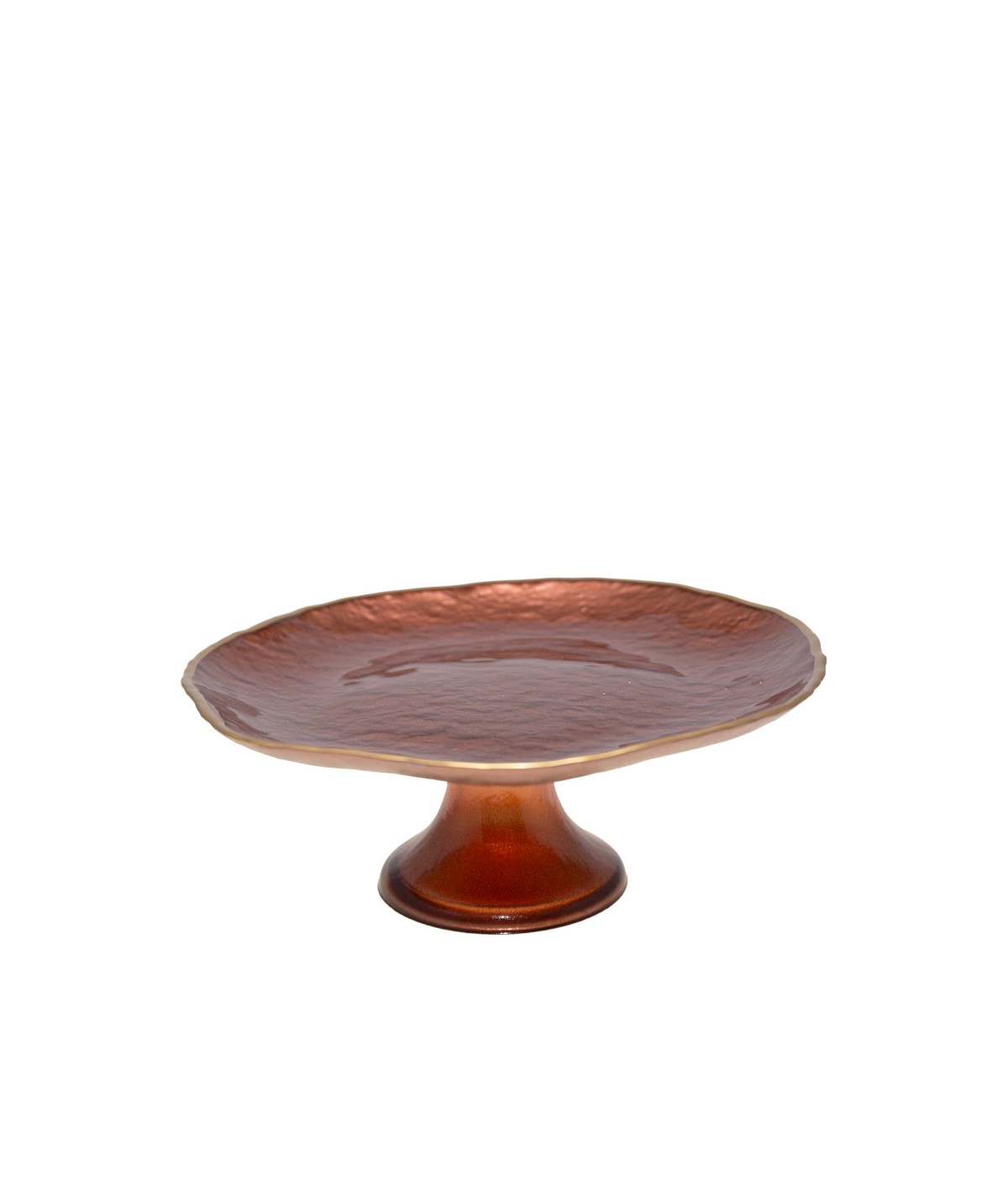 Plat à gâteaux sur pied marron bord doré 21cm