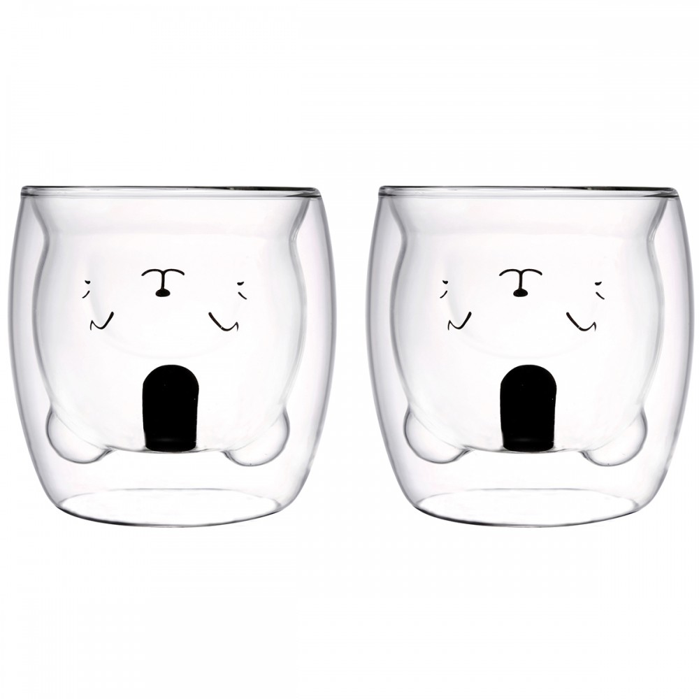 Tasses double paroi ourson 250ml - lot de 2