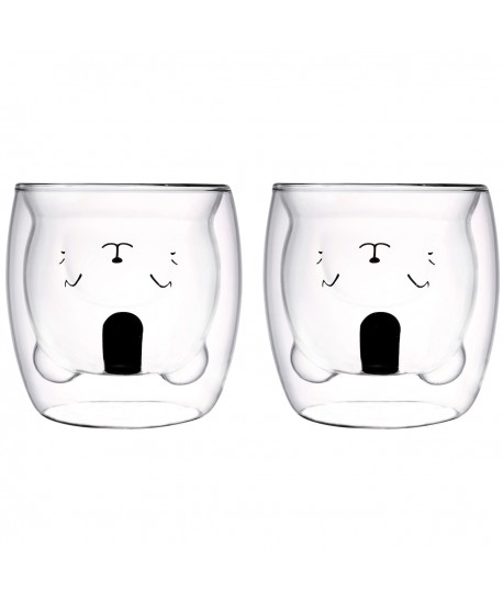 Tasses double paroi ourson 250ml - lot de 2