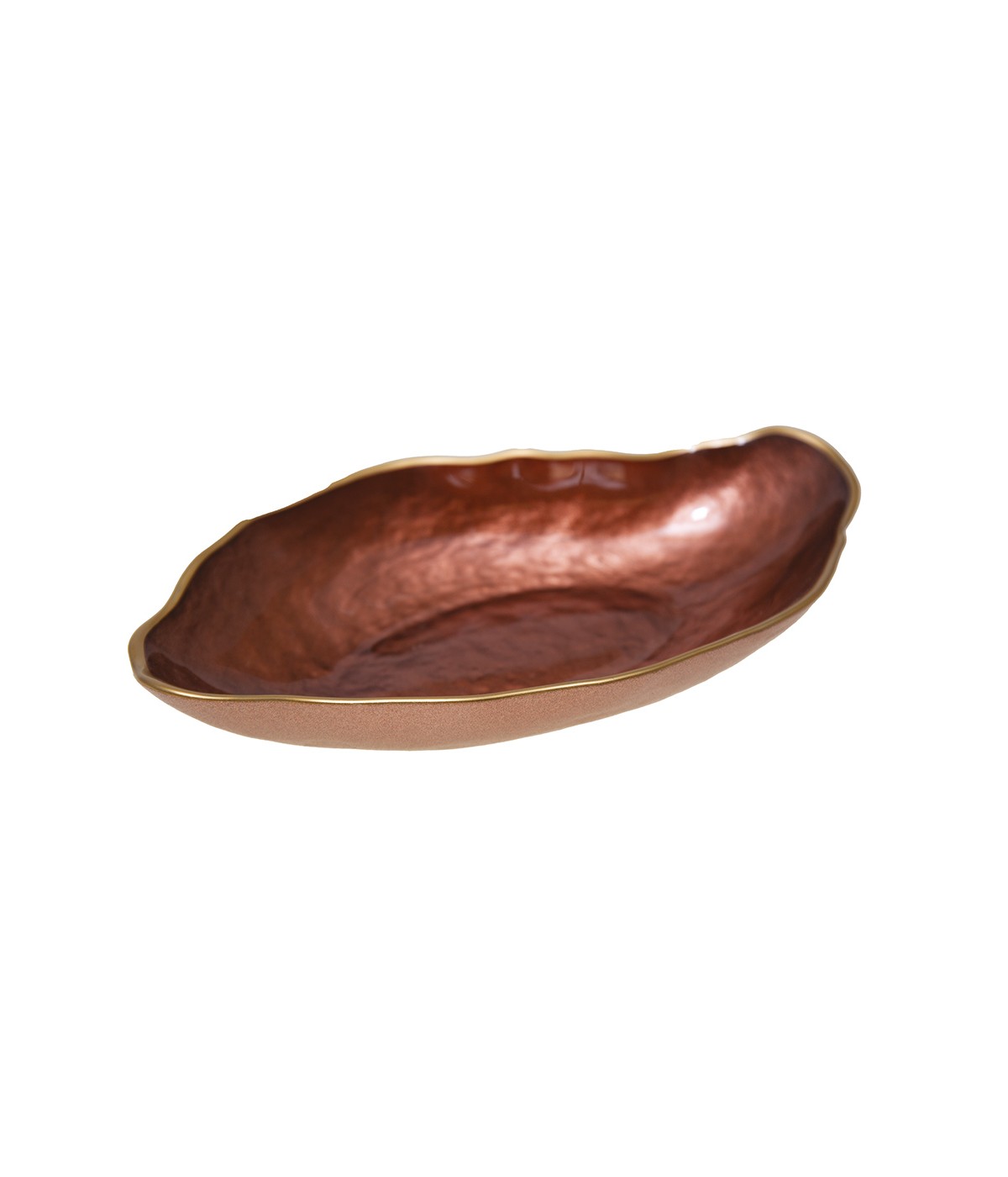 Coupelle ovale marron bord doré 23x13cm