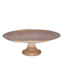 Plat à gâteaux sur pied beige bord doré 28cm