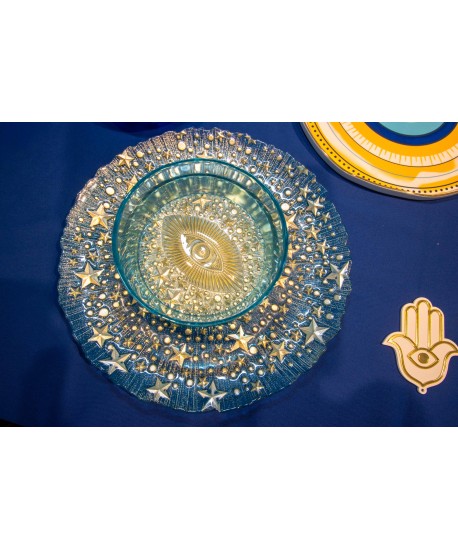 Charger plate eye turquoise blue 32x32x2.5cm