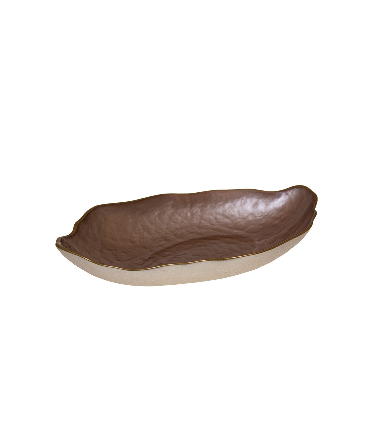 Pink oval dish with gold rim 34x19cm