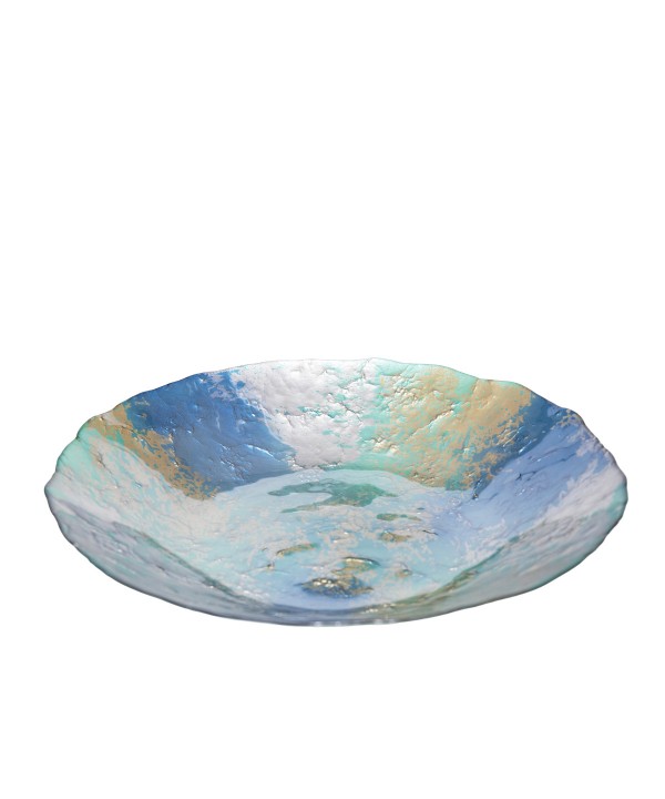 Turquoise and gold bowl 40cm