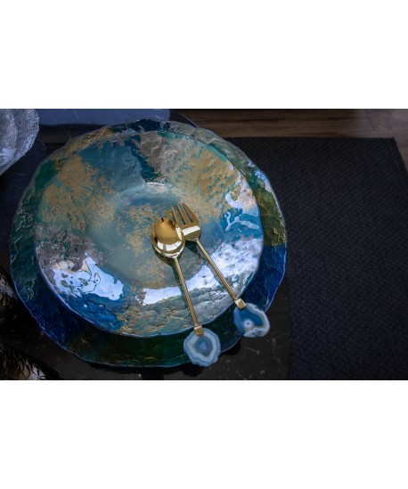 Turquoise and gold bowl 40cm