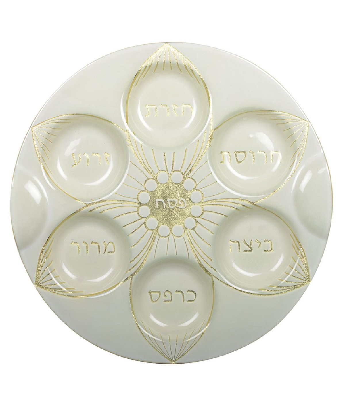 Gold leaf Seder plate