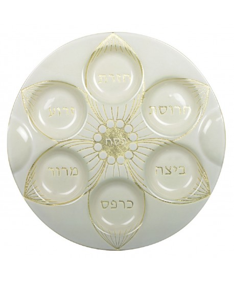 Gold leaf Seder plate