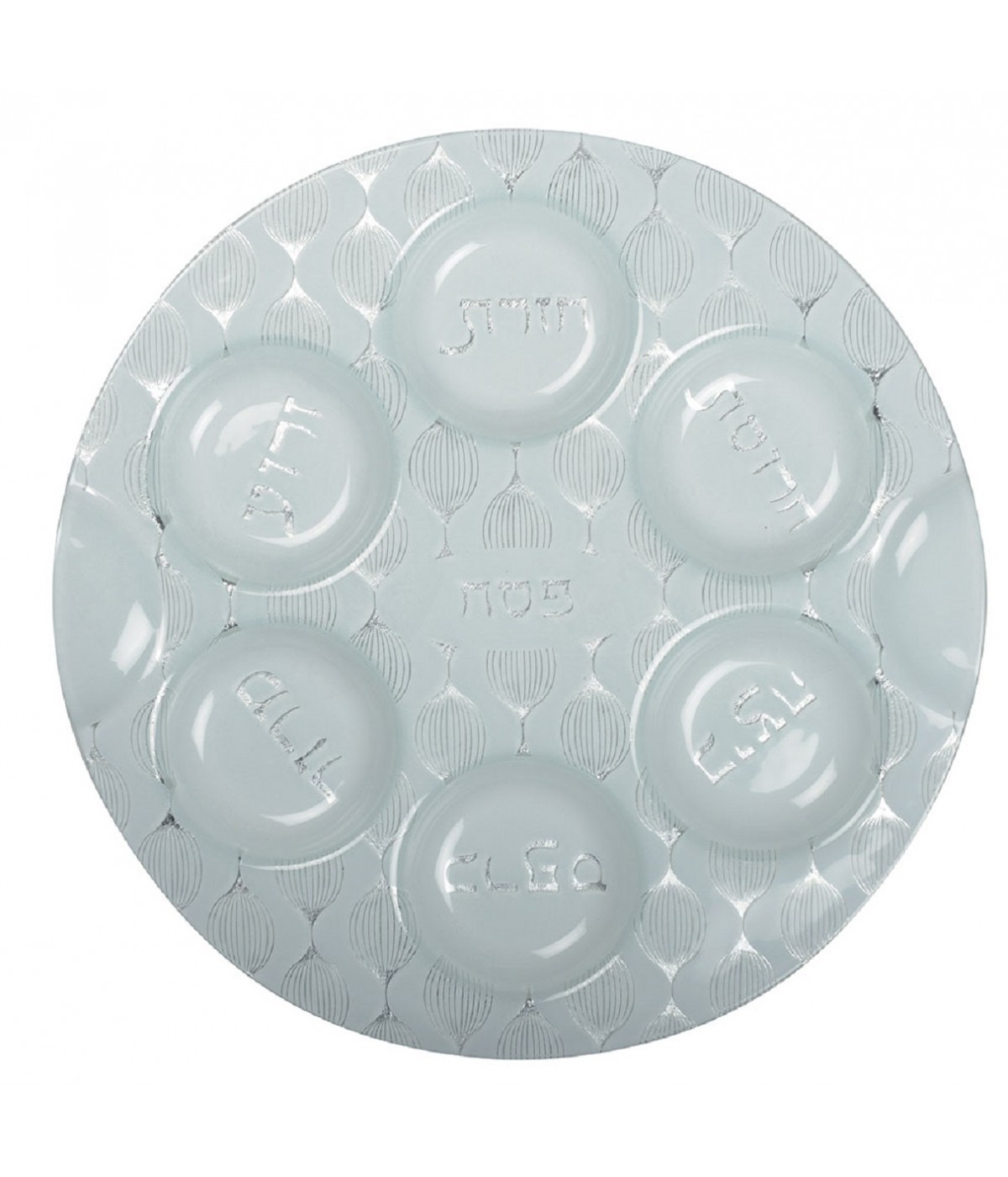 Plat seder argent arabesque verre