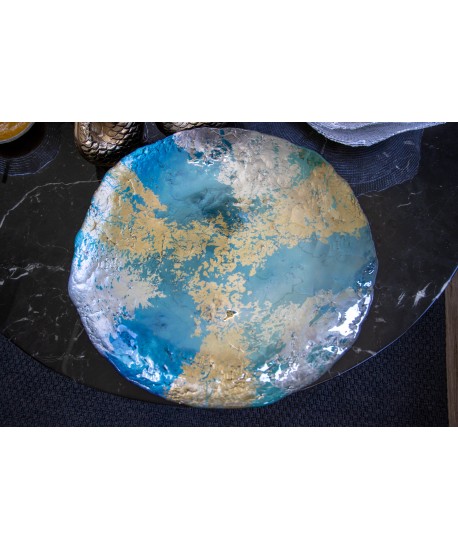 Turquoise and gold bowl 50cm