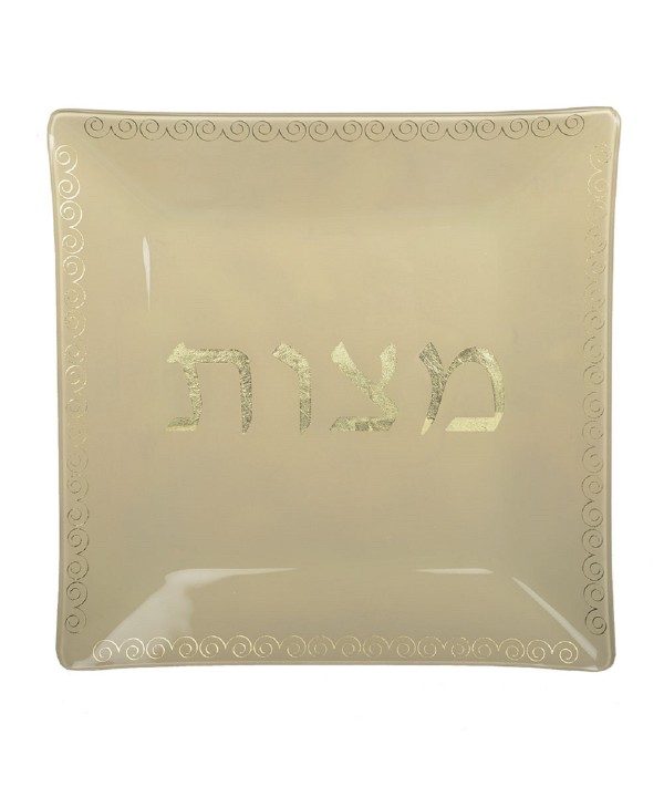 Square gold Matzah plate 31.5cm