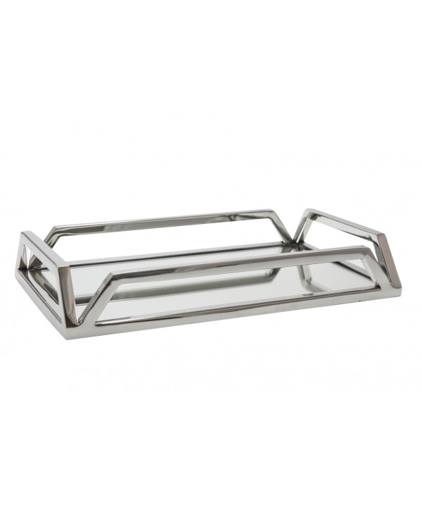 Plateau rectangulaire miroir argent 56x36x5cm