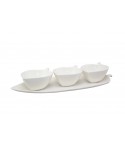 Set of 3 appetizer bowls with leaf design tray