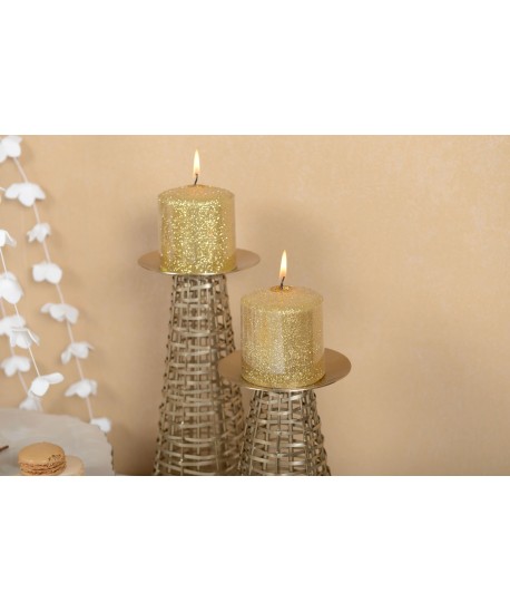 Gold metal candle holder height 27cm