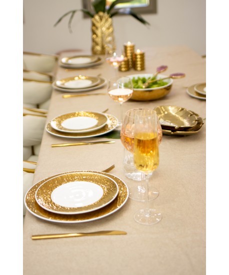 Assiette plate blanche et dorée 27cm