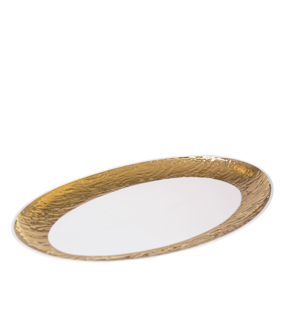 Plat ovale blanc et doré 36.5cm
