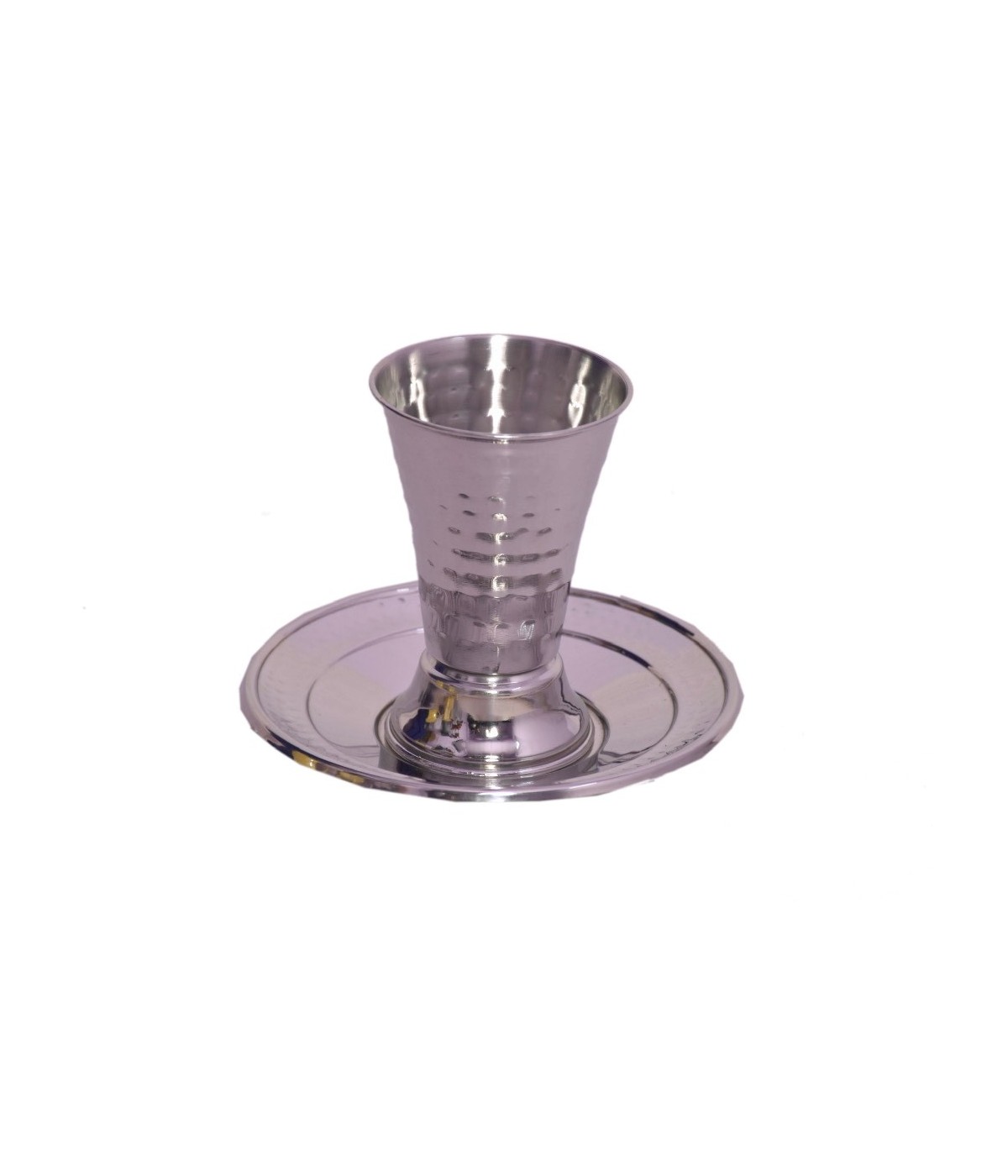 Hammered Kiddush cup with saucer