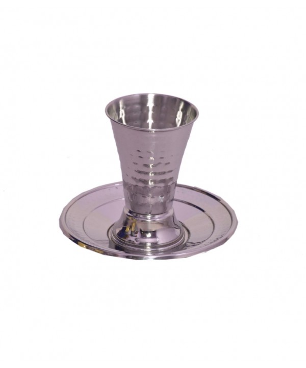 Verre à kiddouch martelé avec soucoupe