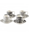 Tasses à café 90ml noir et blanc - lot de 4