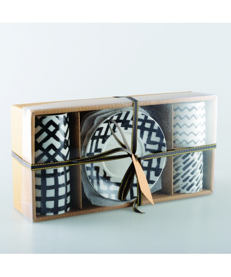 Tasses à café 90ml noir et blanc - lot de 4