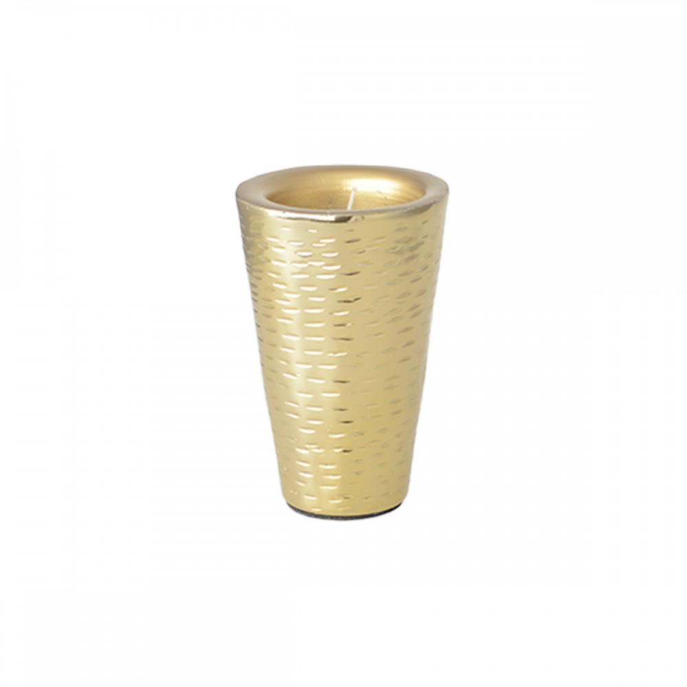 Large gold hammered candle