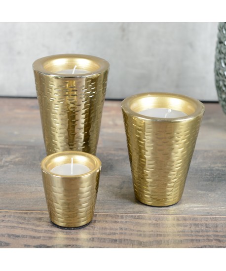 Small gold hammered candle