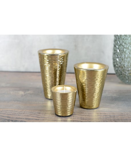 Medium gold hammered candle