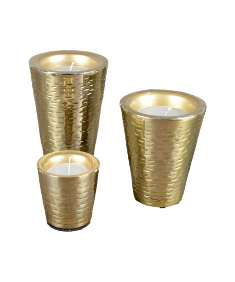 Small gold hammered candle